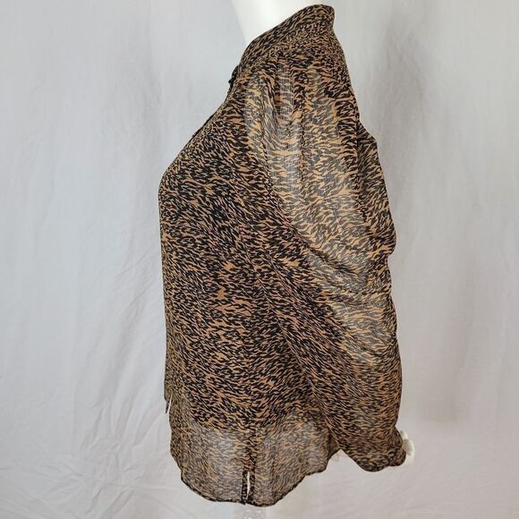 Ted Baker Chiffon Animal Print Exaggerated Shoulder Button Front Blouse Size 3 - Picture 3 of 10